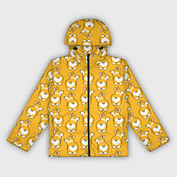 Ветровка с капюшоном женская Маленькие Корги, цвет: 3D-черный