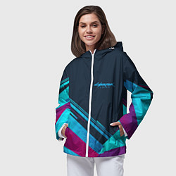 Ветровка с капюшоном женская Cyberpunk 2077, цвет: 3D-белый — фото 2