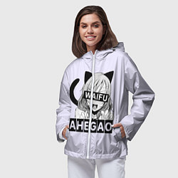Ветровка с капюшоном женская Ahegao Waifu, цвет: 3D-белый — фото 2