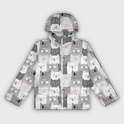 Ветровка с капюшоном женская Эмоции котов, цвет: 3D-белый