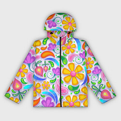 Ветровка с капюшоном женская Абстракция и цветы, цвет: 3D-черный