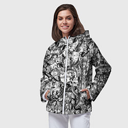 Ветровка с капюшоном женская Ахегао с щупальцами, цвет: 3D-белый — фото 2