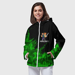 Ветровка с капюшоном женская MINECRAFT, цвет: 3D-белый — фото 2