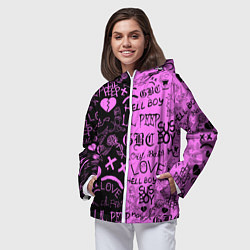 Ветровка с капюшоном женская LIL PEEP LOGOBOMBING, цвет: 3D-белый — фото 2