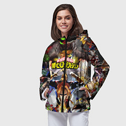 Ветровка с капюшоном женская MY HERO ACADEMIA коллаж из героев, цвет: 3D-черный — фото 2