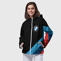 Ветровка с капюшоном женская BMW, цвет: 3D-белый — фото 2