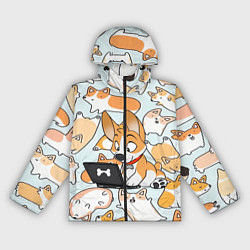 Ветровка с капюшоном женская Корги, цвет: 3D-черный