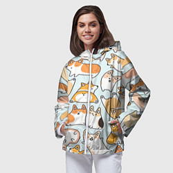 Ветровка с капюшоном женская Корги, цвет: 3D-белый — фото 2