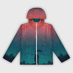 Ветровка с капюшоном женская Космический Дождь, цвет: 3D-белый