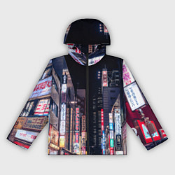 Ветровка с капюшоном женская Ночной Токио, цвет: 3D-черный