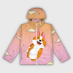 Ветровка с капюшоном женская Милый корги, цвет: 3D-белый