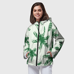 Ветровка с капюшоном женская Пальмовый рай, цвет: 3D-черный — фото 2