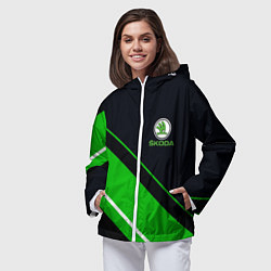Ветровка с капюшоном женская SKODA, цвет: 3D-белый — фото 2