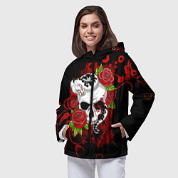 Ветровка с капюшоном женская Череп и змея, цвет: 3D-черный — фото 2