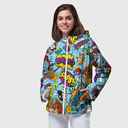 Ветровка с капюшоном женская Pop art comics, цвет: 3D-белый — фото 2