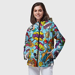 Ветровка с капюшоном женская Pop art comics, цвет: 3D-черный — фото 2