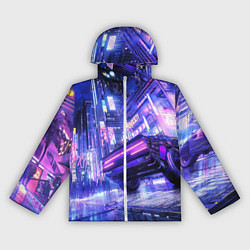 Ветровка с капюшоном женская Cyberpunk city, цвет: 3D-белый