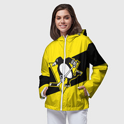Ветровка с капюшоном женская Питтсбург Пингвинз, цвет: 3D-белый — фото 2