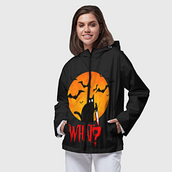 Ветровка с капюшоном женская What Cat Halloween, цвет: 3D-черный — фото 2