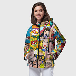Ветровка с капюшоном женская Pop Art, цвет: 3D-черный — фото 2