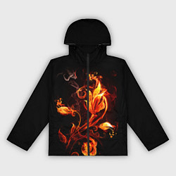 Ветровка с капюшоном женская Огненный цветок, цвет: 3D-черный