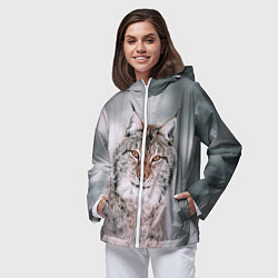 Ветровка с капюшоном женская Рысь, цвет: 3D-белый — фото 2