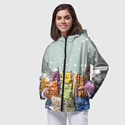 Ветровка с капюшоном женская Котики, цвет: 3D-черный — фото 2