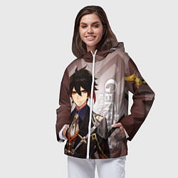 Ветровка с капюшоном женская GENSHIN IMPACT, ЧЖУН ЛИ, цвет: 3D-белый — фото 2