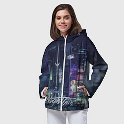 Ветровка с капюшоном женская Welcome to Night City, цвет: 3D-белый — фото 2