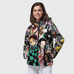 Ветровка с капюшоном женская Клинок рассекающий демонов, цвет: 3D-черный — фото 2