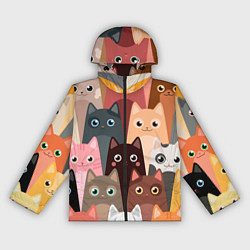 Ветровка с капюшоном женская Котики мультяшные, цвет: 3D-черный