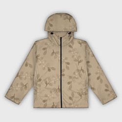 Ветровка с капюшоном женская Листья на бежевом фоне, цвет: 3D-черный