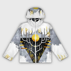 Ветровка с капюшоном женская Графит и золото: дерево жизни, цвет: 3D-белый
