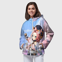 Ветровка с капюшоном женская Genshin Impact, цвет: 3D-белый — фото 2