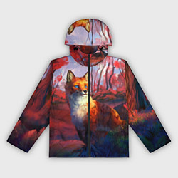 Ветровка с капюшоном женская Рыжая лиса, цвет: 3D-черный