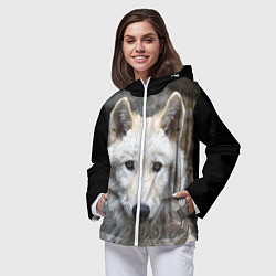 Ветровка с капюшоном женская Волк, цвет: 3D-белый — фото 2