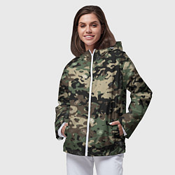Ветровка с капюшоном женская Камуфляж Land Rover, цвет: 3D-белый — фото 2