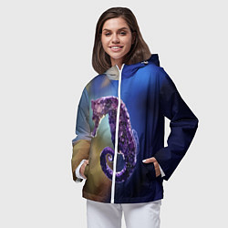 Ветровка с капюшоном женская Морской конёк, цвет: 3D-белый — фото 2