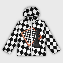 Ветровка с капюшоном женская Шахматы, цвет: 3D-белый