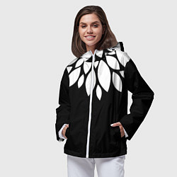 Ветровка с капюшоном женская Лепестки, цвет: 3D-белый — фото 2