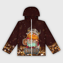 Ветровка с капюшоном женская Valheim мультяшный викинг, цвет: 3D-белый