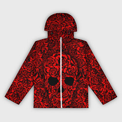 Ветровка с капюшоном женская ЦВЕТОЧНЫЙ ЧЕРЕП, цвет: 3D-белый