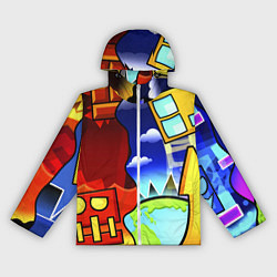 Ветровка с капюшоном женская Geometry Dash, цвет: 3D-белый