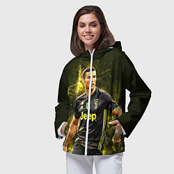 Ветровка с капюшоном женская Cristiano Ronaldo Juventus, цвет: 3D-белый — фото 2