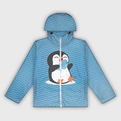 Ветровка с капюшоном женская Пингвин, цвет: 3D-белый