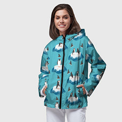 Ветровка с капюшоном женская Пингвины, цвет: 3D-черный — фото 2