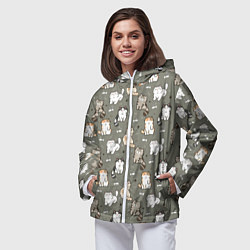 Ветровка с капюшоном женская Кошечки с рыбками, цвет: 3D-белый — фото 2