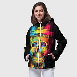 Ветровка с капюшоном женская Череп-анаглиф, цвет: 3D-белый — фото 2