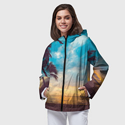 Ветровка с капюшоном женская Пейзаж, цвет: 3D-черный — фото 2
