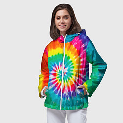 Ветровка с капюшоном женская Тай Дай, цвет: 3D-белый — фото 2